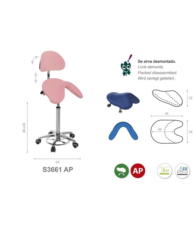 Ecopostural PONY Zadelkruk met Verchroomd Onderstel (S3661AP)