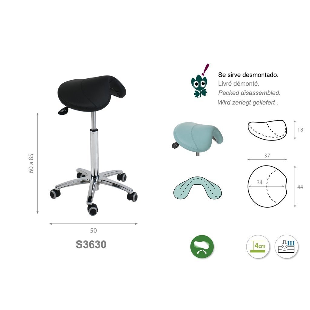 PONY saddle stool with chrome base (S3630)