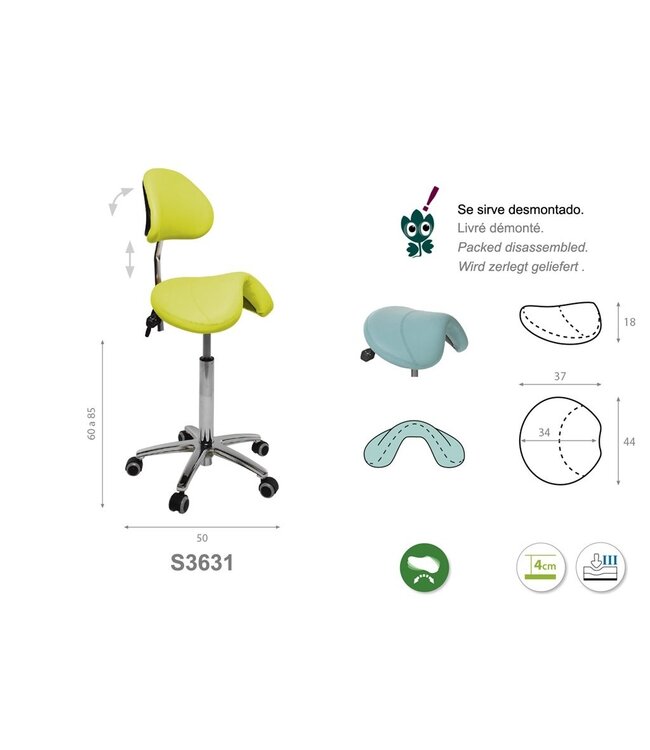 PONY saddle stool with chrome base (S3631)