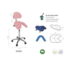 Ecopostural Tabouret selle S3661 PONY avec base chromée