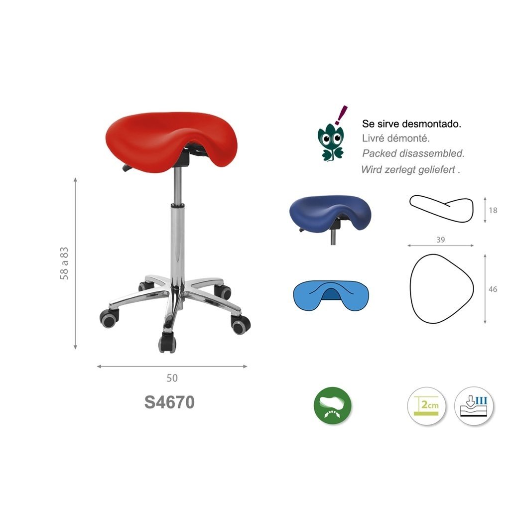 Ecopostural S4670 DERBY Tabouret met verchroomd onderstel