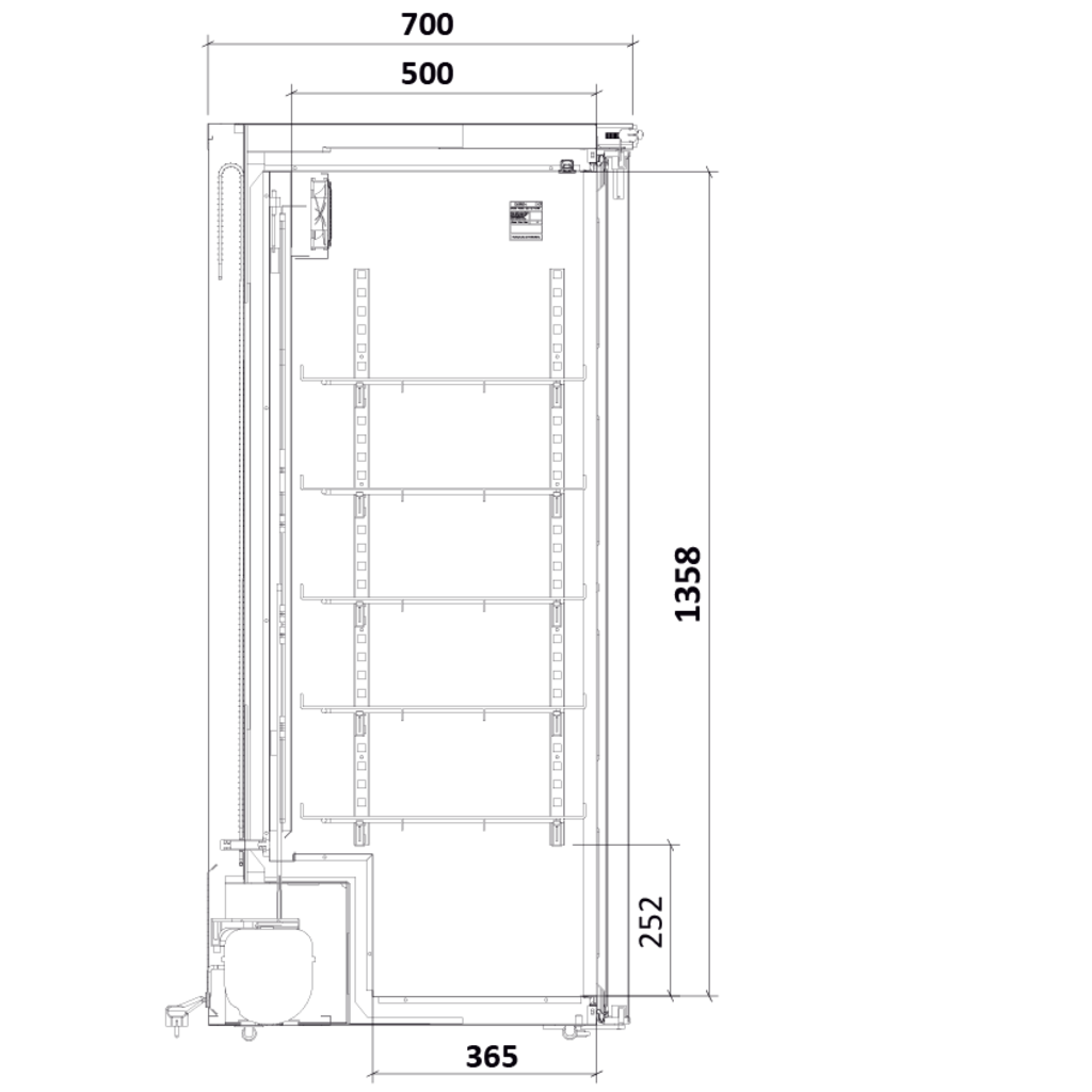 Medifridge MedEasy line MF450L-GD 2.0 Porte en verre avec réfrigérateur à médicaments modèle armoire DIN 58345 (416L)