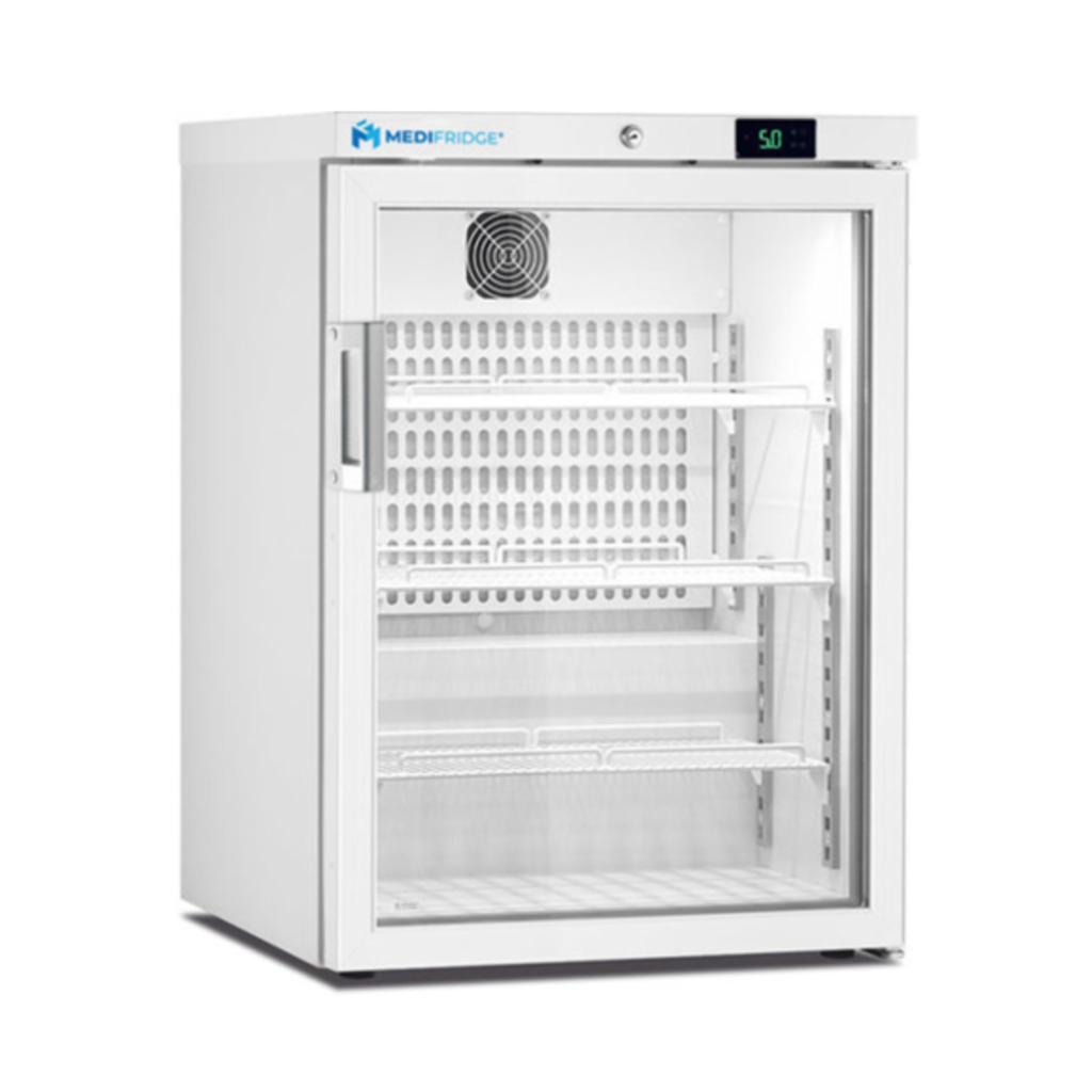 Medifridge MedEasy line MF140L-GD 2.0  Porte en verre avec réfrigérateur à médicaments de table DIN 58345 (122L)