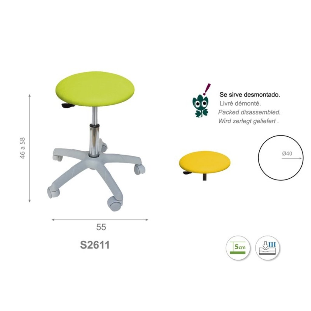 Ecopostural S2611 Grey base round stool