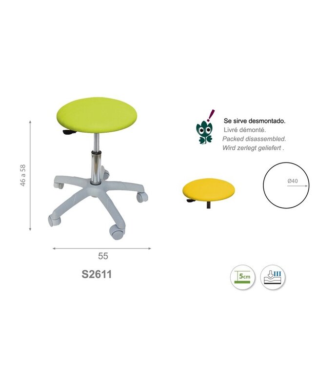 Ecopostural Grey base round stool (S2611)