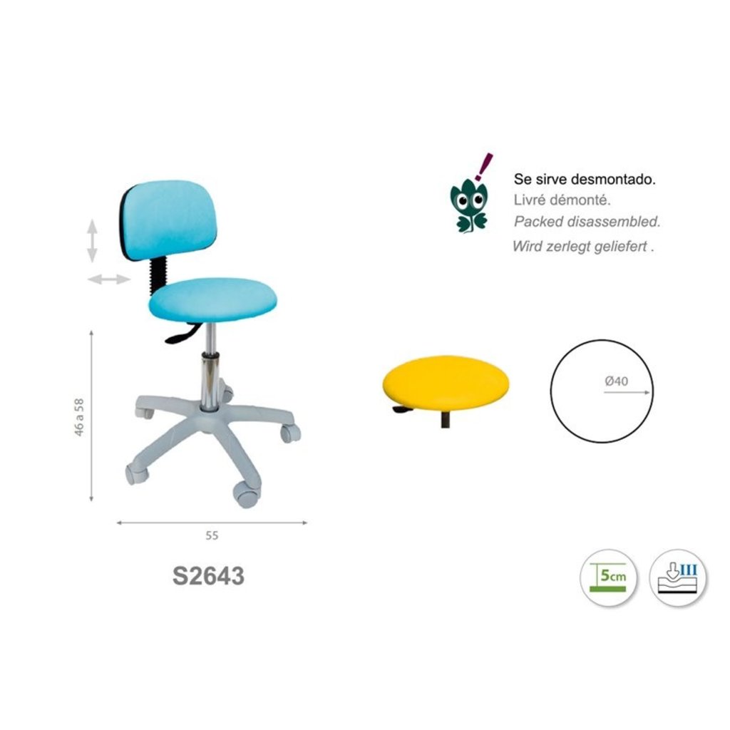 Round swivel stool with gray base and backrest (S2643)