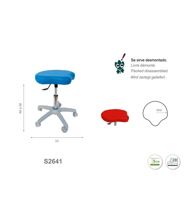 Ecopostural Ergonomische kruk met grijs onderstel (S2641)