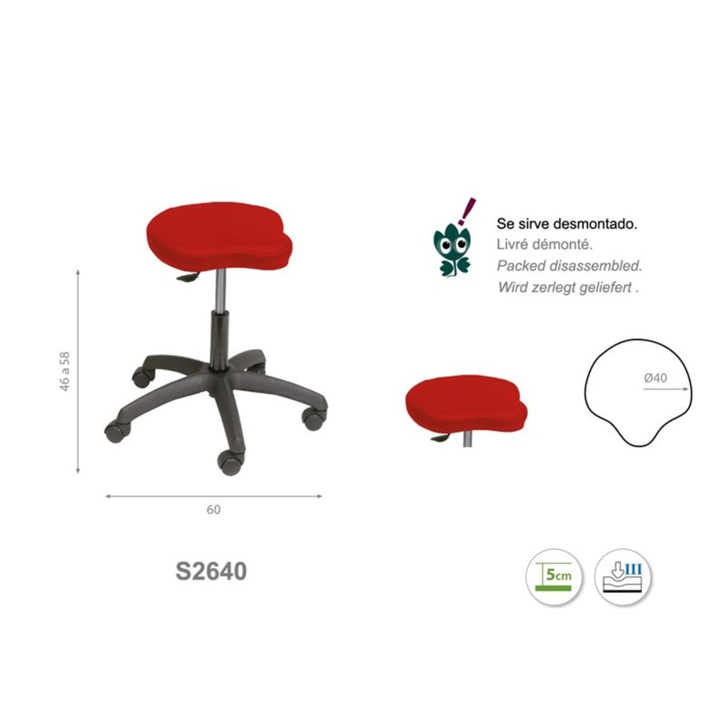 Tabouret ergonomique avec base noir (S2640)
