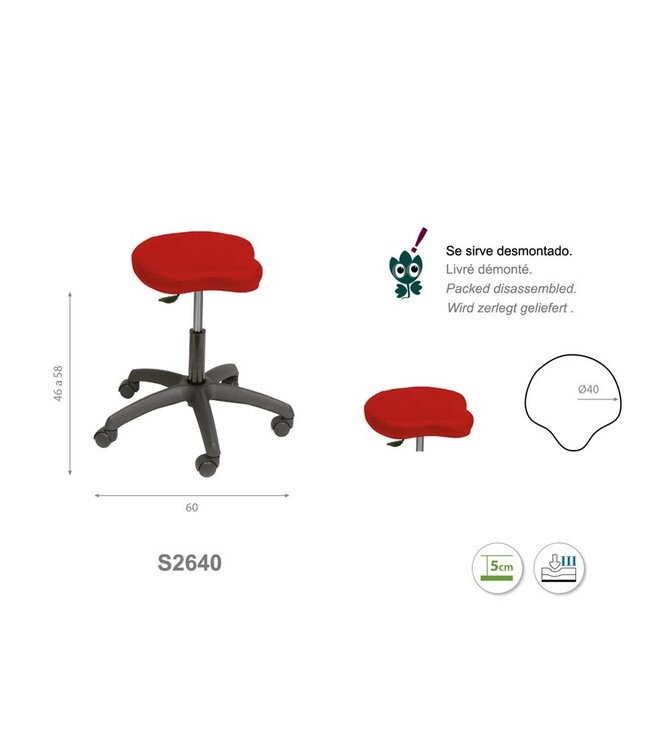 Ecopostural Ergonomic stool with black base (S2640)