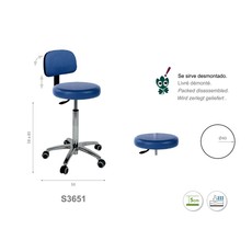 Ecopostural S3651 Swivel stool with chrome base and backrest