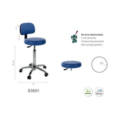 Ecopostural Swivel stool with chrome base and backrest (S3651)