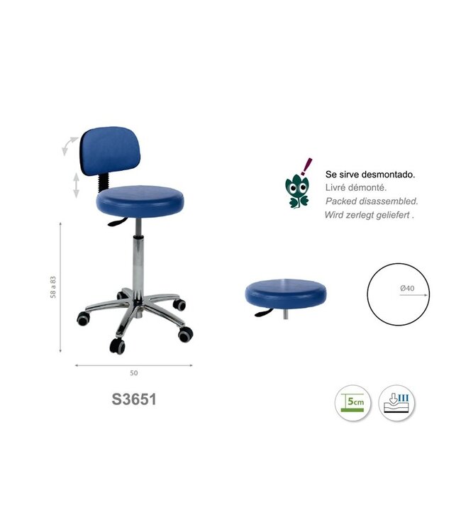 Swivel stool with chrome base and backrest (S3651)