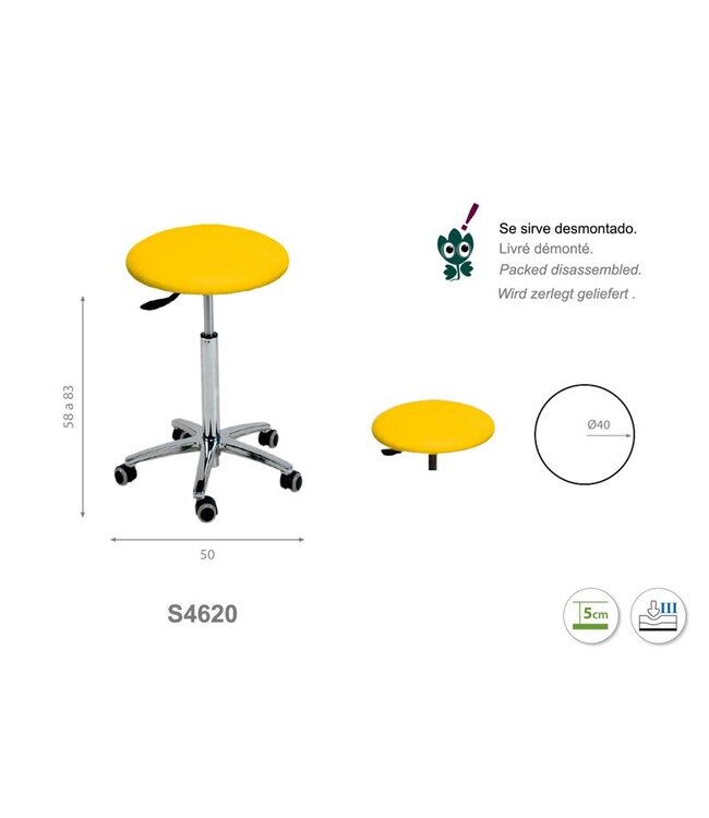 Ecopostural Tabouret pivotant avec base chromée (S4610)