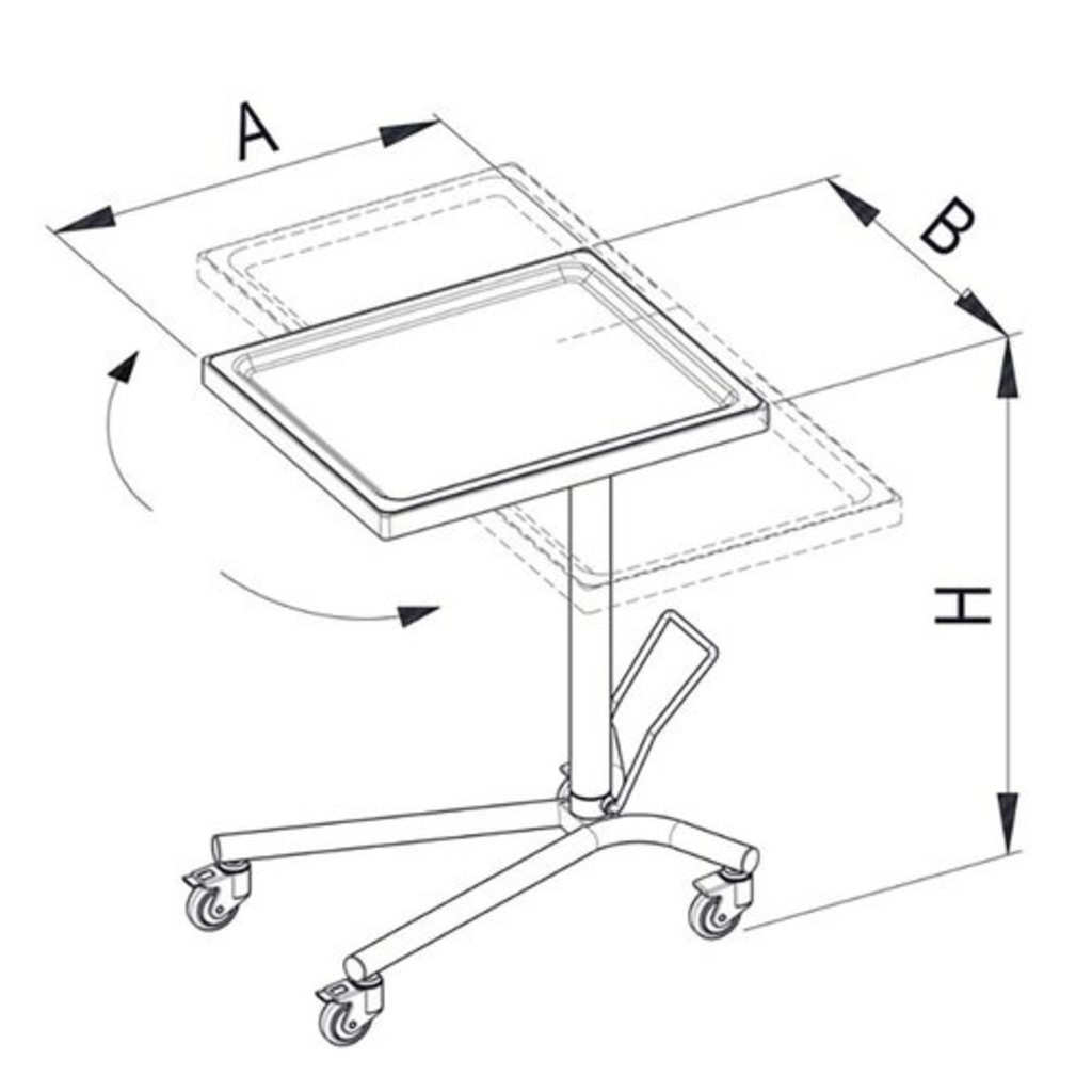 Hydraulic mayo instrument table (700 x 450mm)