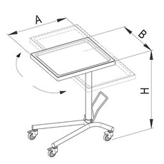 Hydraulic mayo instrument table (660 x 540mm)