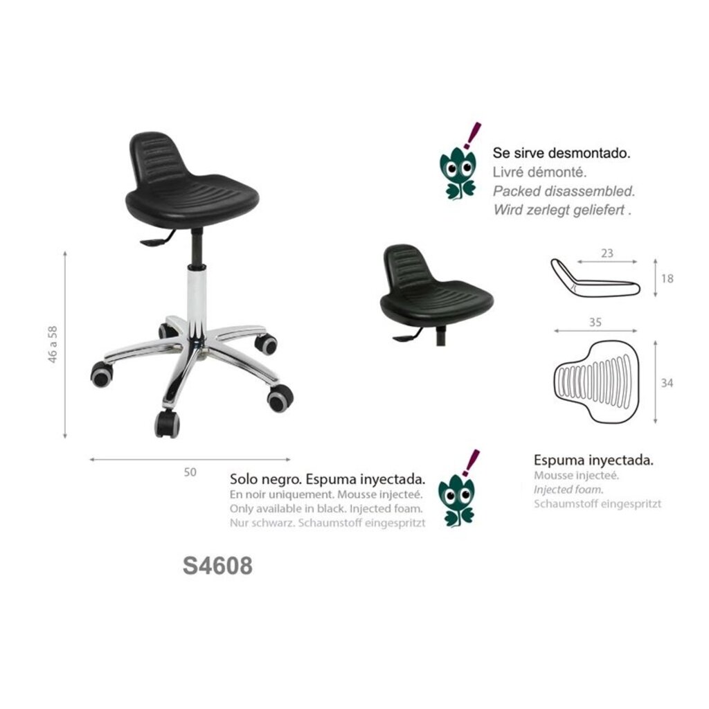 Ecopostural Tabouret S4608 avec base chromée (S4608)