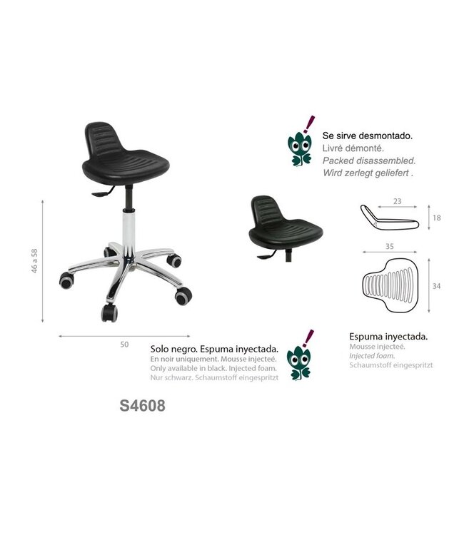 Ecopostural Tabouret S4608 avec base chromée (S4608)