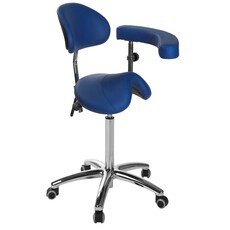 Ecopostural S5634 Tabouret selle PONY avec base en aluminium, dossier et accoudoir multifonctions