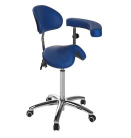 Tabouret selle PONY avec base en aluminium, dossier et accoudoir multifonctions (S5634)