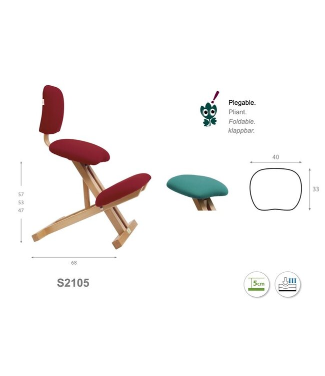 Ecopostural Foldable beechwood chair with knee support and backrest (S2105)