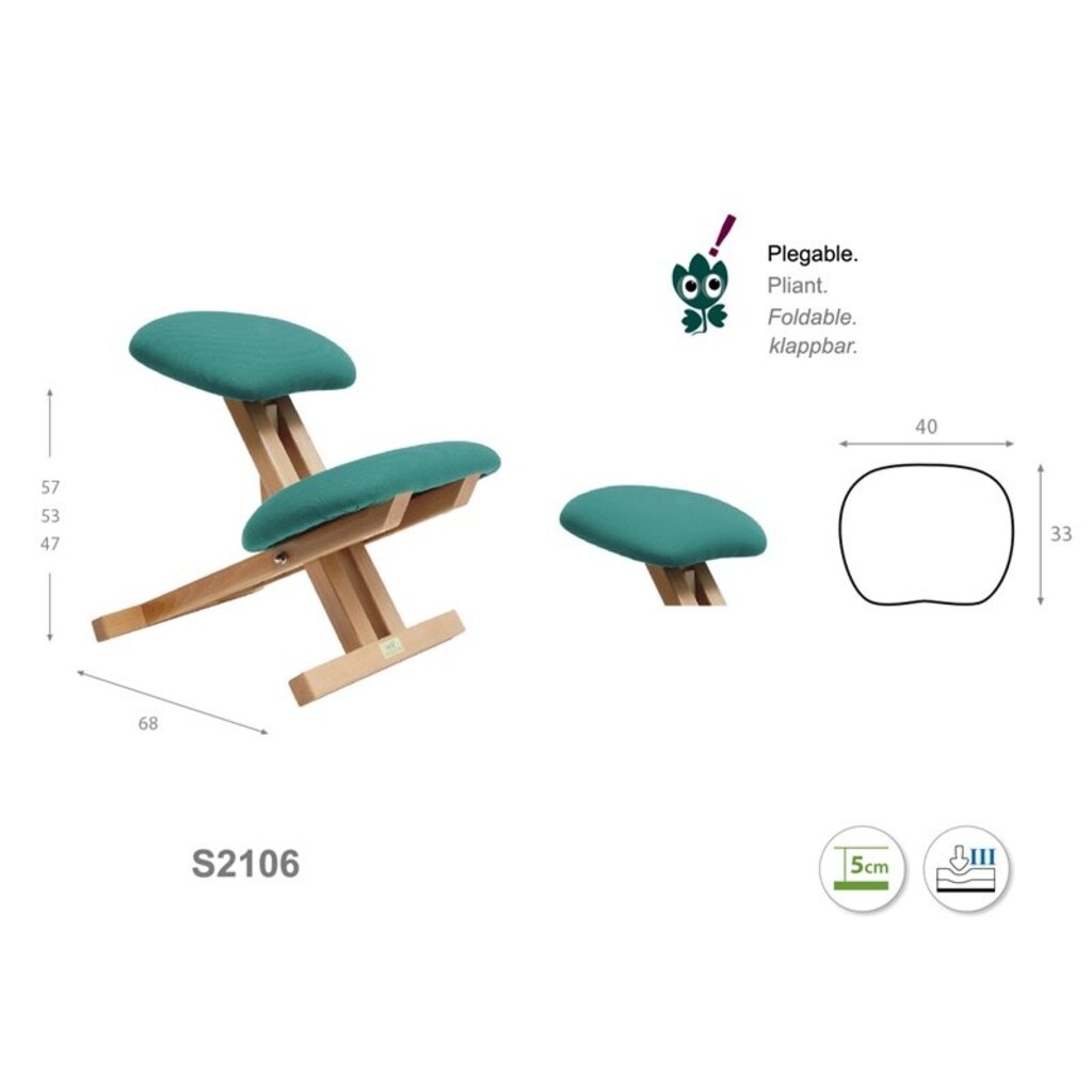 Ecopostural S2106 Foldable beechwood chair with knee support