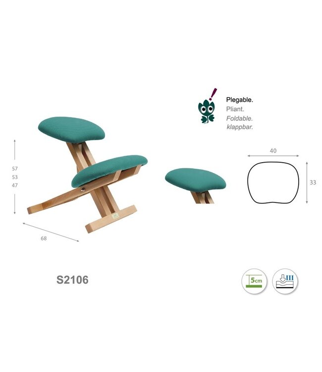 Ecopostural Opvouwbare beukenhouten stoel met kniesteun (S2106)
