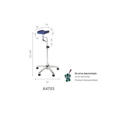 Ecopostural A4703 Draaibare arm-/beensteun met voetstoppers en aluminium voet