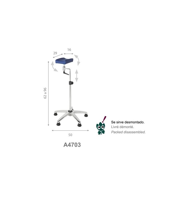 Ecopostural Support bras - jambes pivotants avec butées de pieds et base en aluminium (A4703)