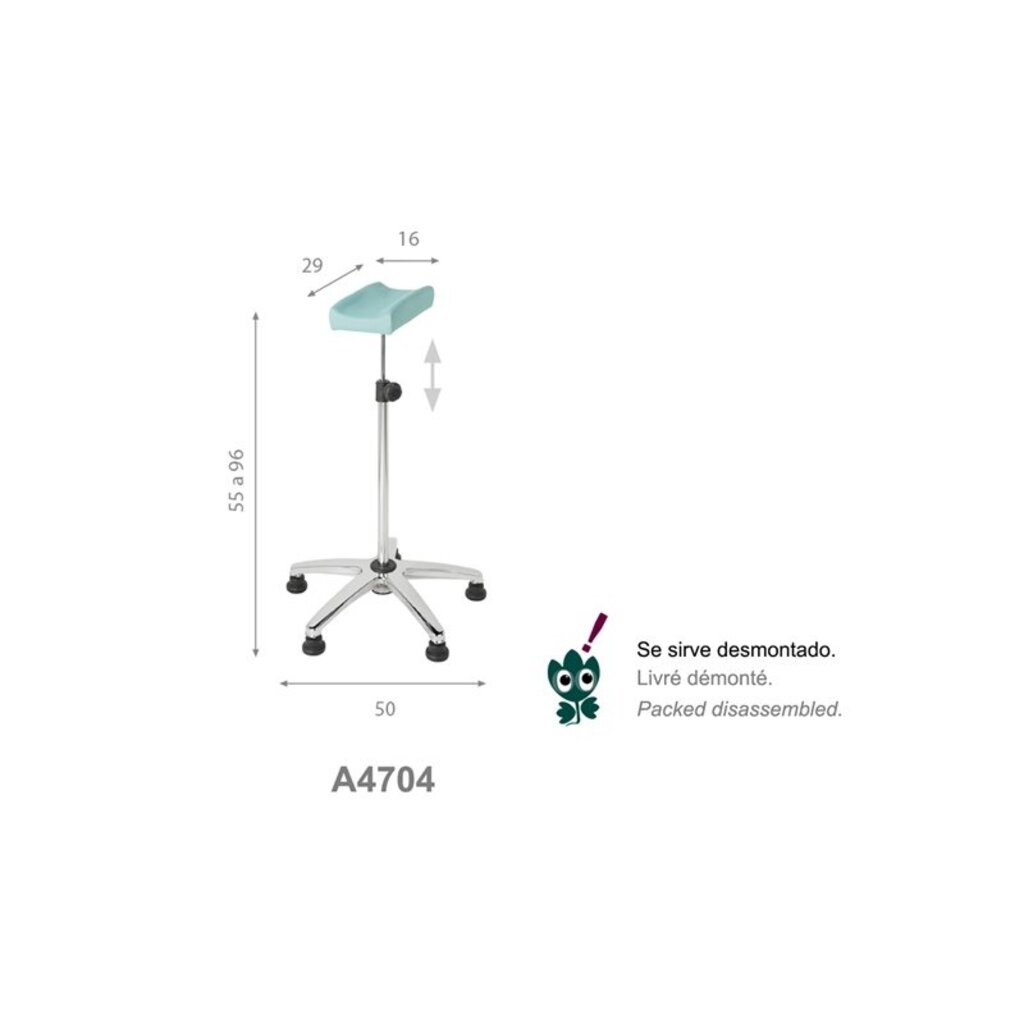 Arm - beensteun met voetstoppers en aluminium voet (A4704)