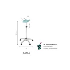Arm - beensteun met voetstoppers en aluminium voet (A4704)