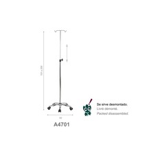 Hook drip pole stand with wheel-equipped aluminium base (A47012)