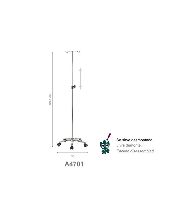 Hook drip pole stand with wheel-equipped aluminium base (A47012)