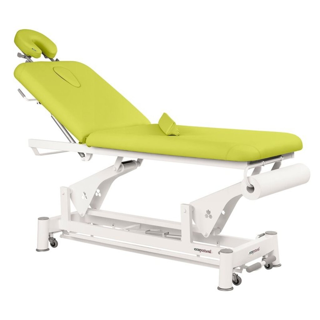 Ecopostural C5502 2-piece electric treatment table with double column white frame