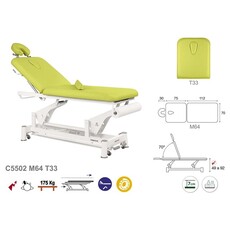 Ecopostural C5502 2-piece electric treatment table with double column white frame