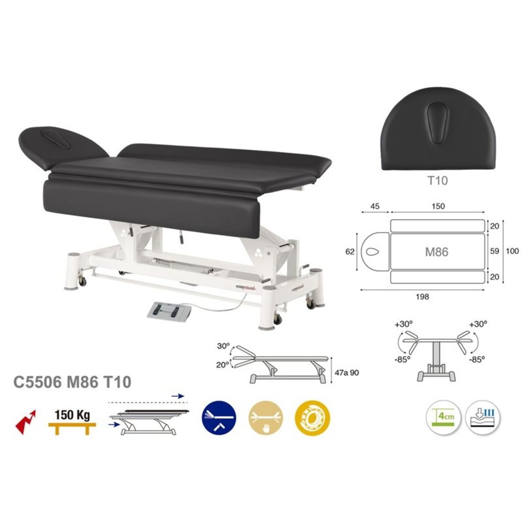 C5506 Table technique électrique à double pilier cadre blanc