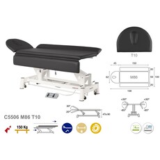 C5506 Table technique électrique à double pilier cadre blanc