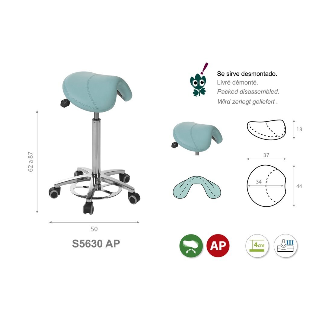 Ecopostural S5630AP PONY saddle stool with chrome base