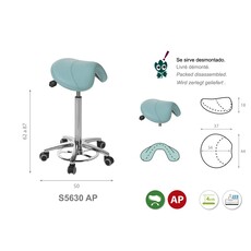 Ecopostural S5630AP PONY saddle stool with chrome base