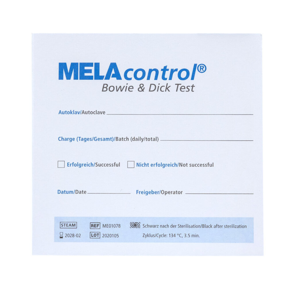 Melag MELAcontrol® Test Bowie & Dick avec 20 bandelettes réactives
