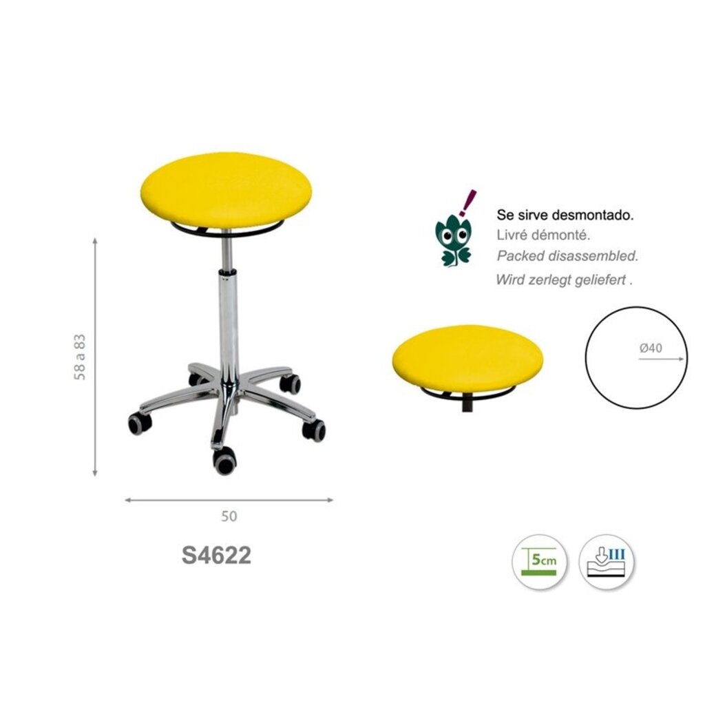 Ecopostural S4622 Ronde kruk met aluminium onderstel en ringbediening