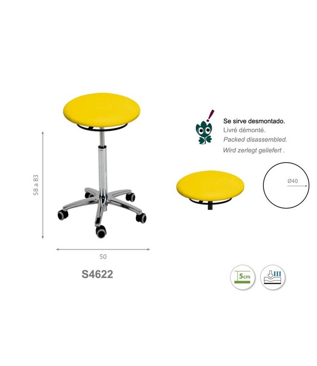 Ecopostural Ronde kruk met aluminium onderstel en ringbediening (S4622)