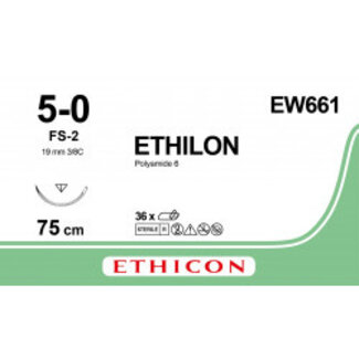 Ethicon Ethilon 5-0 75 cm FS-2 EW661 36 stuks