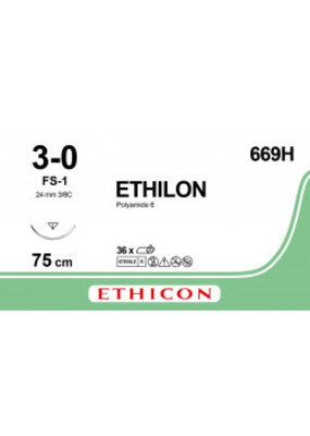 Ethicon Ethilon 3-0 75 cm FS-1 669H 36 stuks