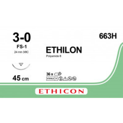 Ethicon Ethilon 3-0 45 cm FS-1 663H 36 stuks