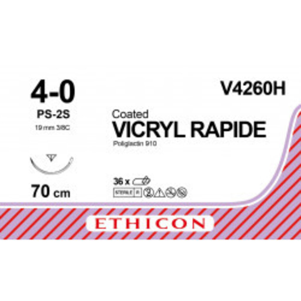Ethicon Vicryl Rapide 4-0 70 cm PS-2S V4260H 36 stuks