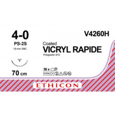 Ethicon Vicryl Rapide 4-0 70 cm PS-2S V4260H 36 stuks