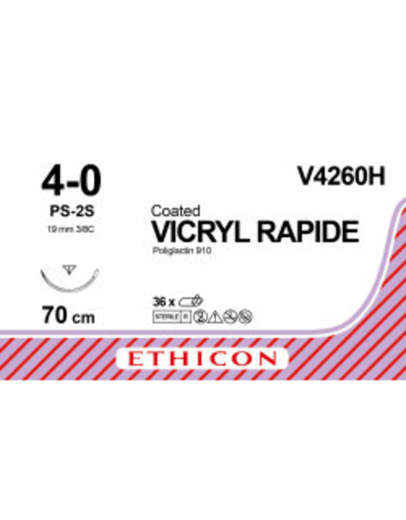 Ethicon Vicryl Rapide 4-0 70 cm PS-2S V4260H 36 stuks