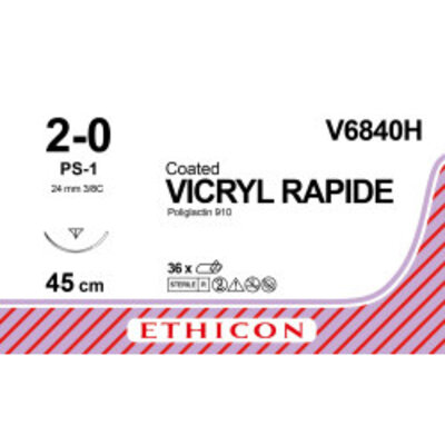 Ethicon Vicryl Rapide 2-0 45cm PS-1 V6840H 36 stuks