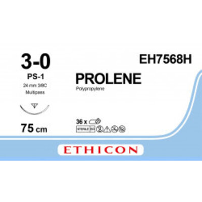 Ethicon Prolene 3-0 75 cm PS-1 EH7568H 36 stuks