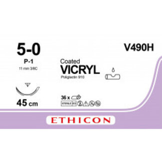 Ethicon Vicryl Hechtdraad 5-0 45cm P-1 V490H 36 stuks